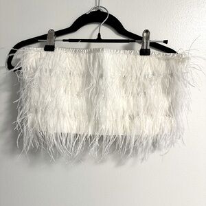 White Feather Crop Top